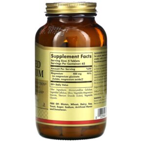 Thực phẩm bổ sung Solgar Chelated Magnesium 250 Tablets 033984594333