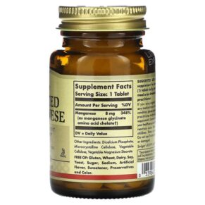 Thực phẩm bổ sung Solgar Chelated Manganese 100 Tablets 033984007208