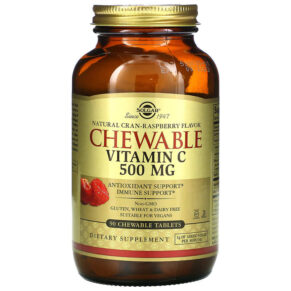 Thực phẩm chức năng Solgar Chewable Vitamin C Natural Cran-Raspberry 500 mg 90 Chewable Tablets 033984004085