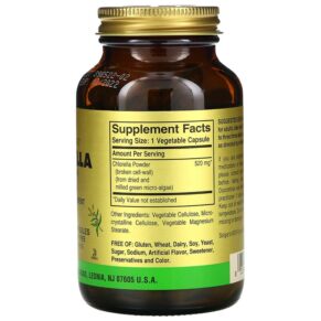 Thực phẩm bổ sung Solgar Chlorella (Broken Cell-Wall) 100 Vegetable Capsules 033984038189