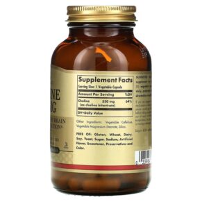 Thực phẩm bổ sung Solgar Choline 350 mg 100 Vegetable Capsule 033984008304
