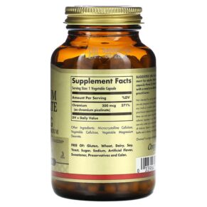 Thực phẩm bổ sung Solgar Chromium Picolinate 200 mcg 180 Vegetable Capsules 033984008670