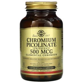 Thực phẩm chức năng Solgar Chromium Picolinate 500 mcg 120 Vegetable Capsules 033984008724