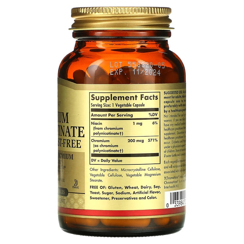 Solgar Chromium Polynicotinate 200 mcg 100 Vegetable Capsules 2 Thực phẩm bổ sung Solgar Chromium Polynicotinate 200 mcg 100 Vegetable Capsules 033984008762