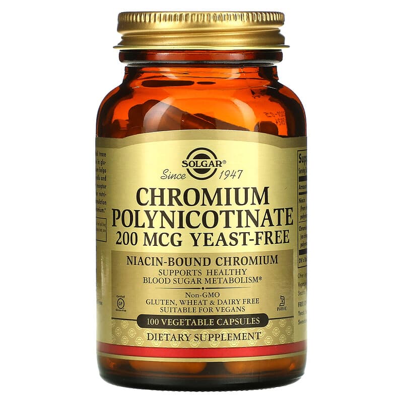 Solgar Chromium Polynicotinate 200 mcg 100 Vegetable Capsules 8 Thực phẩm chức năng Solgar Chromium Polynicotinate 200 mcg 100 Vegetable Capsules 033984008762