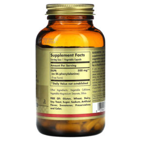 Thực phẩm bổ sung Solgar DLPA DL-Phenylalanine Free Form 500 mg 100 Vegetable Capsules 033984010116