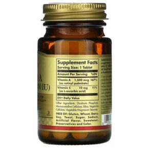 Thực phẩm bổ sung Solgar Dry Vitamin A 1.500 mcg (5.000 IU) 100 Tablets 033984028203