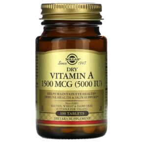 Thực phẩm chức năng Solgar Dry Vitamin A 1.500 mcg (5.000 IU) 100 Tablets 033984028203