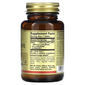 Thực phẩm bổ sung Solgar Folate 1.333 mcg DFE 100 Tablets 033984019454