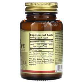 Thực phẩm bổ sung Solgar Folate 400 mcg 250 Tablets 033984010819