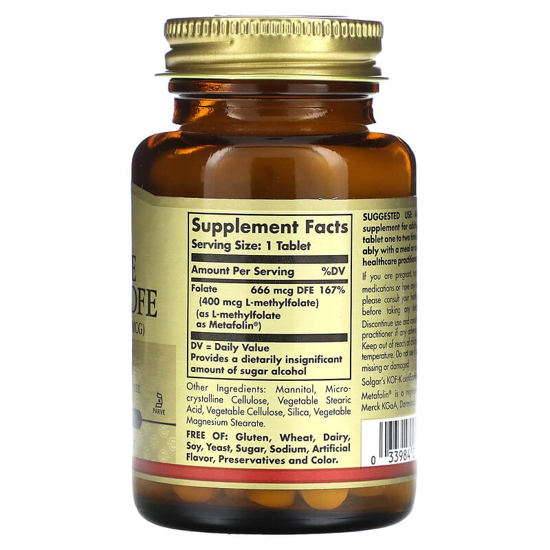 Solgar Folate 666 mcg DFE 100 Tablets 2 Thực phẩm bổ sung Solgar Folate 666 mcg DFE 100 Tablets 033984019416