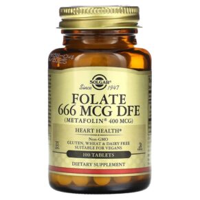 Thực phẩm chức năng Solgar Folate 666 mcg DFE 100 Tablets 033984019416