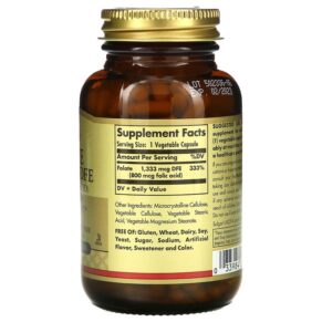 Thực phẩm bổ sung Solgar Folate 800 mcg 250 Vegetable Capsules 033984010925