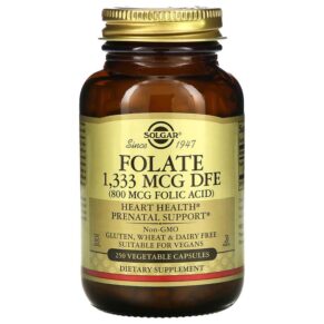 Thực phẩm chức năng Solgar Folate 800 mcg 250 Vegetable Capsules 033984010925
