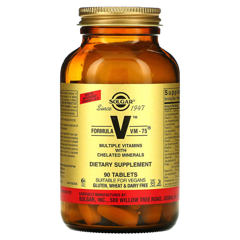 Solgar Formula V VM-75 Multiple Vitamins with Chelated Minerals 90 Tablets 8 Thực phẩm chức năng Solgar Formula V VM-75 Multiple Vitamins with Chelated Minerals 90 Tablets 033984011823