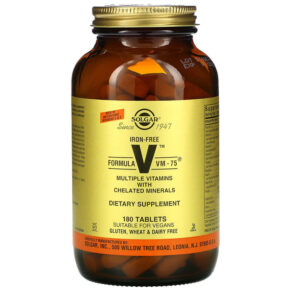 Thực phẩm chức năng Solgar Formula V VM-75 Multiple Vitamins with Chelated Minerals Iron Free 180 Tablets 033984011533