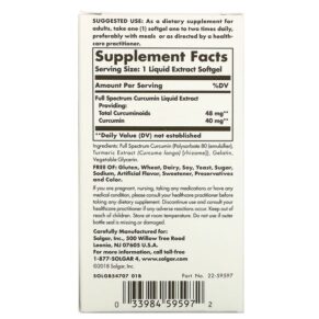Thực phẩm bổ sung Solgar Full Spectrum Curcumin 30 Liquid Extract Softgels 033984595972