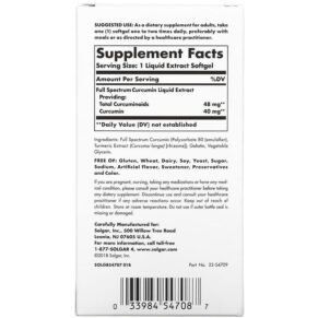 Thực phẩm bổ sung Solgar Full Spectrum Curcumin 90 Liquid Extract Softgels 033984547087