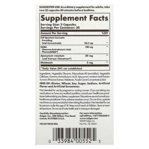 Thực phẩm bổ sung Solgar Full Spectrum Curcumin Sleep Ease 60 Licaps 033984005525