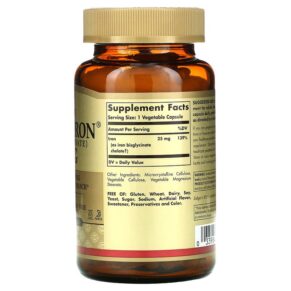 Thực phẩm bổ sung Solgar Gentle Iron 25 mg 180 Vegetable Capsules 033984012509
