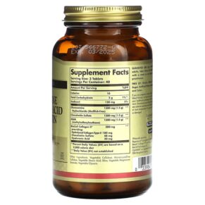 Thực phẩm bổ sung Solgar Glucosamine Hyaluronic Acid Chondroitin MSM 120 Tablets 033984013179
