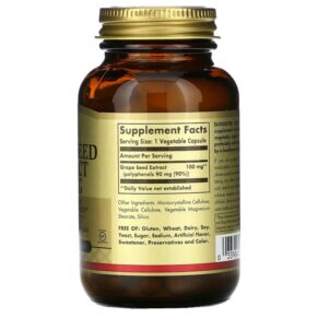 Thực phẩm bổ sung Solgar Grape Seed Extract 100 mg 60 Vegetable Capsules 033984013568