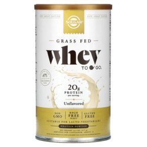 Thực phẩm chức năng Solgar Grass Fed Whey To Go Protein Powder Unflavored 13.2 oz (377 g) 033984300934