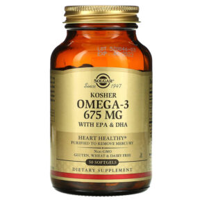 Thực phẩm chức năng Solgar Kosher Omega-3 with EPA & DHA 675 mg 50 Softgels 033984005396