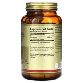 Thực phẩm bổ sung Solgar L-Arginine Free Form 1.000 mg 90 Tablets 033984001503