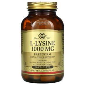 Thực phẩm chức năng Solgar L-Lysine Free Form 1.000 mg 100 Tablets 033984017016