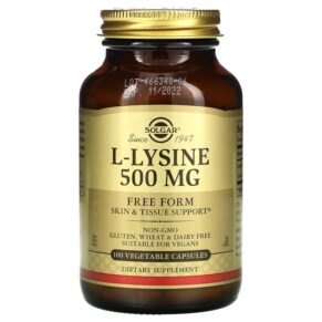 Thực phẩm chức năng Solgar L-Lysine Free Form 500 mg 100 Vegetable Capsules 033984016811