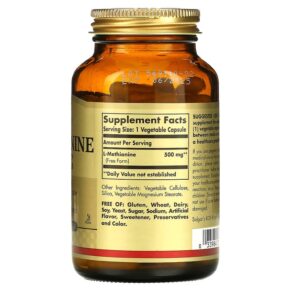 Thực phẩm bổ sung Solgar L-Methionine 500 mg 90 Vegetable Capsules 033984017542