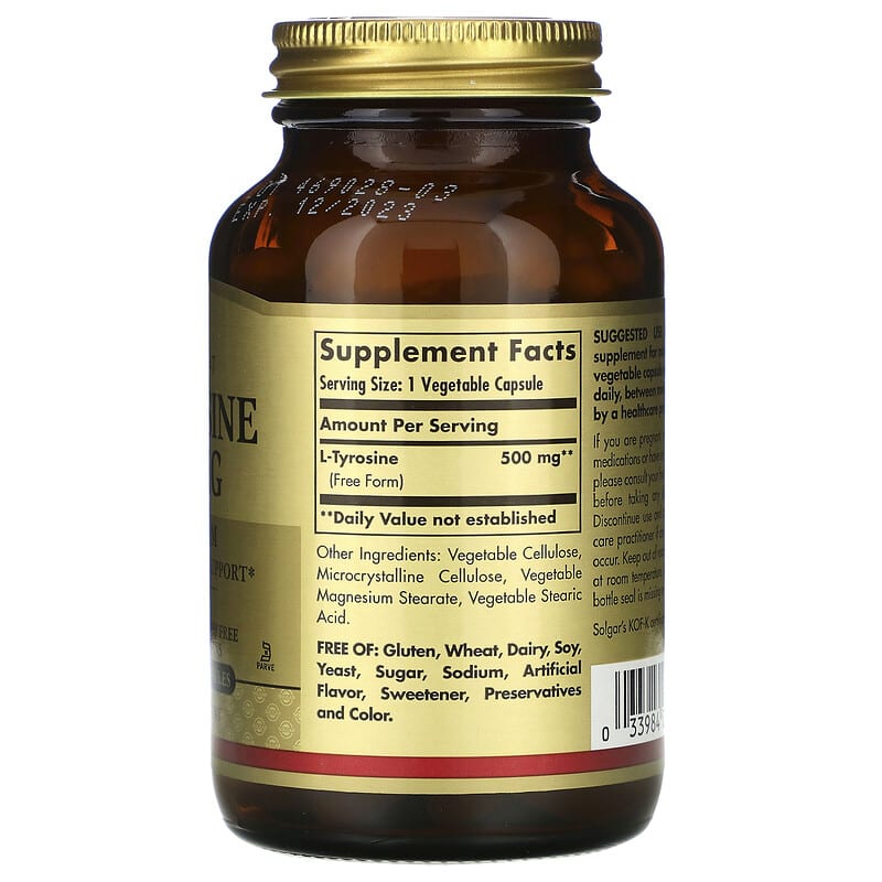 Solgar L-Tyrosine 500 mg 100 Veggie Caps 2 Thực phẩm bổ sung Solgar L-Tyrosine 500 mg 100 Veggie Caps 033984027619