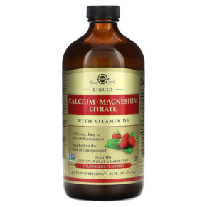 Thực phẩm chức năng Solgar Liquid Calcium Magnesium Citrate with Vitamin D3 Strawberry 16 fl oz (473 ml) 033984358331