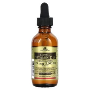 Thực phẩm chức năng Solgar Liquid Vitamin D3 Natural Orange 125 mcg (5.000 IU) 2 fl oz (59 ml) 033984320482
