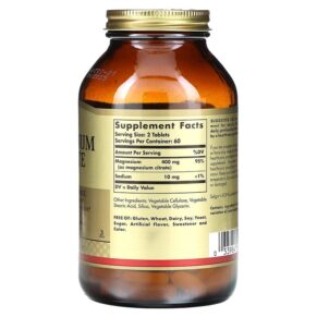 Thực phẩm bổ sung Solgar Magnesium Citrate 120 Tablets 033984592056