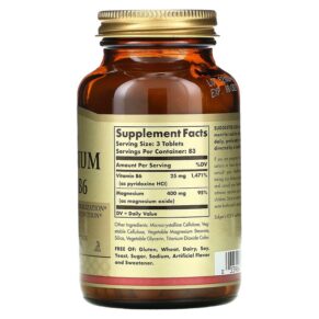 Thực phẩm bổ sung Solgar Magnesium with Vitamin B6 250 Tablets 033984017214