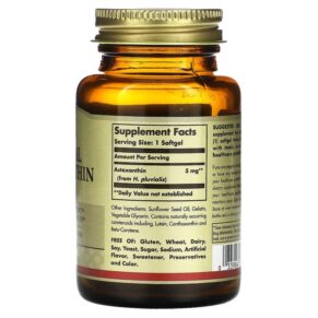 Thực phẩm bổ sung Solgar Natural Astaxanthin 5 mg 60 Softgels 033984000711