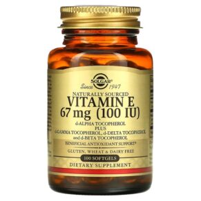Thực phẩm chức năng Solgar Naturally Sourced Vitamin E 67 mg (100 IU) 100 Softgels 033984034617