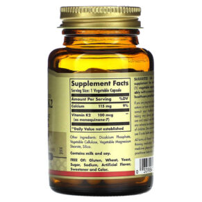Thực phẩm bổ sung Solgar Naturally Sourced Vitamin K2 100 mcg 50 Vegetable Capsules 033984036031