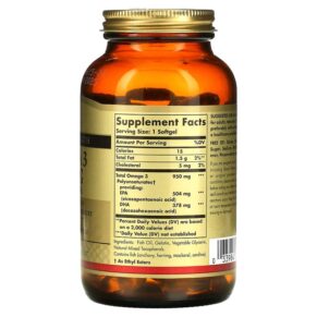 Thực phẩm bổ sung Solgar Omega 3 EPA & DHA Triple Strength 950 mg 100 Softgels 033984020580