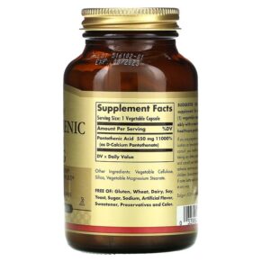 Thực phẩm bổ sung Solgar Pantothenic Acid 550 mg 100 Vegetable Capsules 033984021716