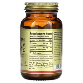 Thực phẩm bổ sung Solgar Potassium Magnesium Aspartate 90 Vegetable Capsules 033984022676