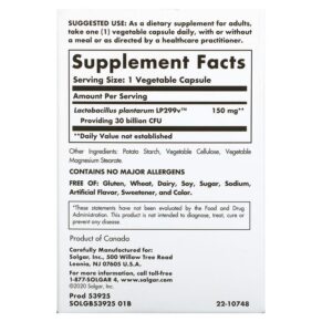 Thực phẩm bổ sung Solgar Probi 30 30 Billion 30 Vegetable Capsules 033984539259