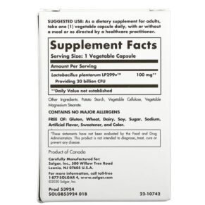 Thực phẩm bổ sung Solgar Probi20 20 Billion 30 Vegetable Capsules 033984539242