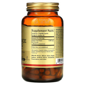 Thực phẩm bổ sung Solgar Red Yeast Rice 600 mg 120 Vegetable Capsules 033984023253