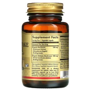 Thực phẩm bổ sung Solgar Reishi Shiitake Maitake Mushroom Extract 50 Vegetable Capsules 033984023277