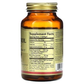 Thực phẩm bổ sung Solgar Resveratrol 250 mg 60 Softgels 033984024847