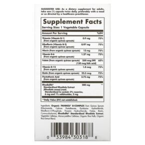 Thực phẩm bổ sung Solgar Rhodiola & B-Complex Daily Stress Support 60 Vegetable Capsules 033984303188