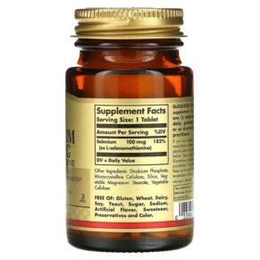 Thực phẩm bổ sung Solgar Selenium Yeast-Free 100 mcg 100 Tablets 033984025516